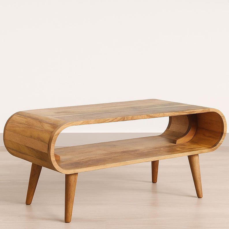 Table basse de style nordique en bois massif - châtaignier, mangue, miel, caramel et noyer