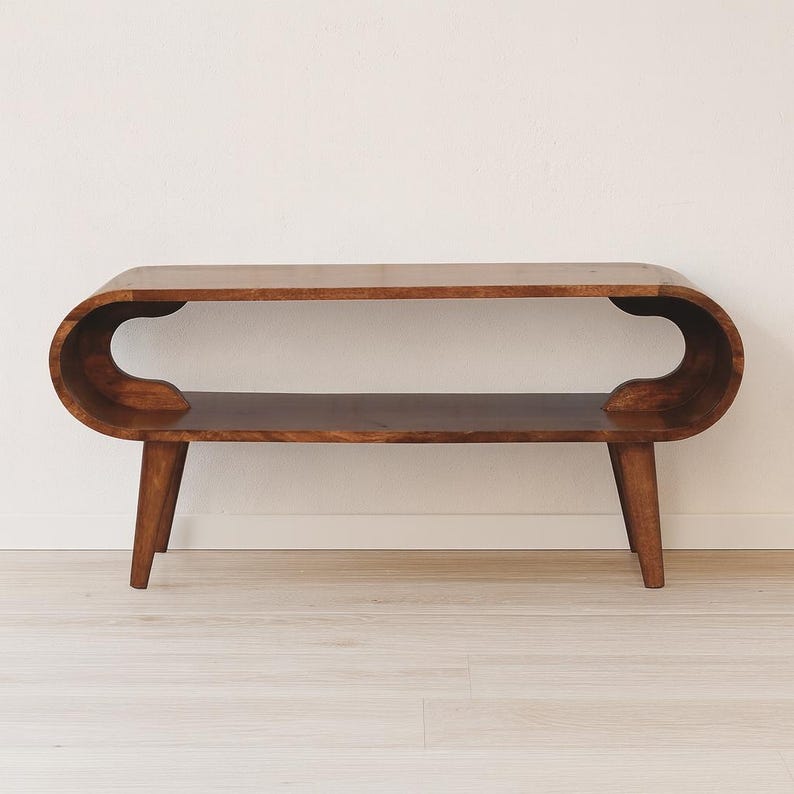 Table basse de style nordique en bois massif - châtaignier, mangue, miel, caramel et noyer