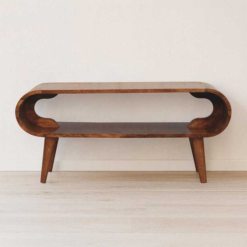 Table basse de style nordique en bois massif - châtaignier, mangue, miel, caramel et noyer