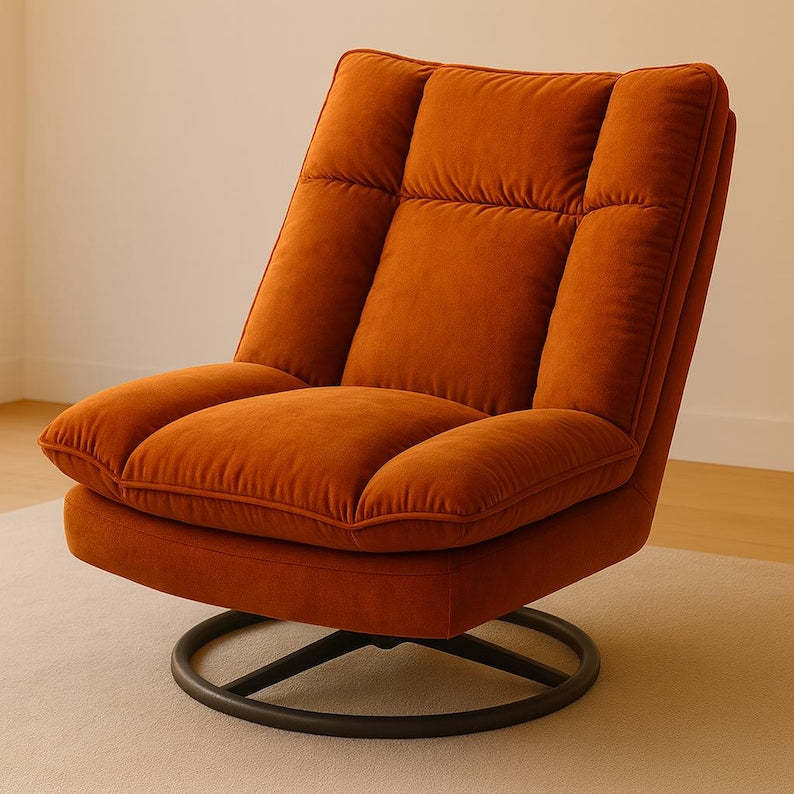 Fauteuil pivotant paresseux pivotant - Fauteuil en tissu avec dossier réglable pour le salon ou le balcon