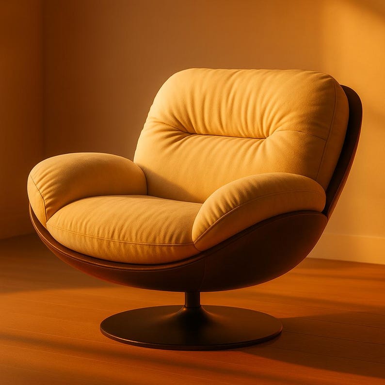 Chaise D'élégants fauteuils pivotants en similicuir créent un intérieur moderne