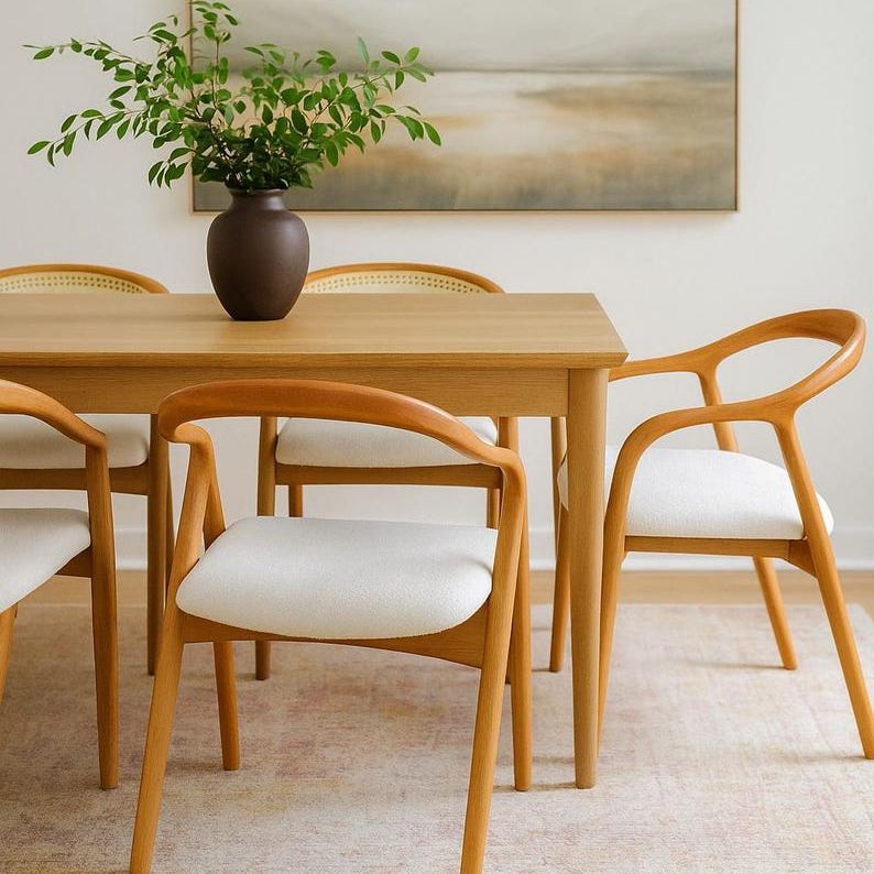 Chaise de salle à manger moderne en bois, chaise en bois naturel pour salle à manger, chaises de salon personnalisées, chaise en bois confortable avec dossier