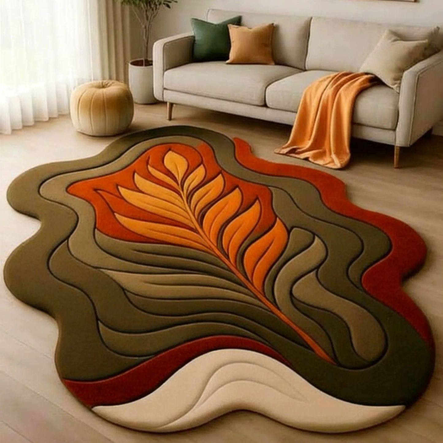 Tapis capitonné en laine abstrait : design zen irrégulier