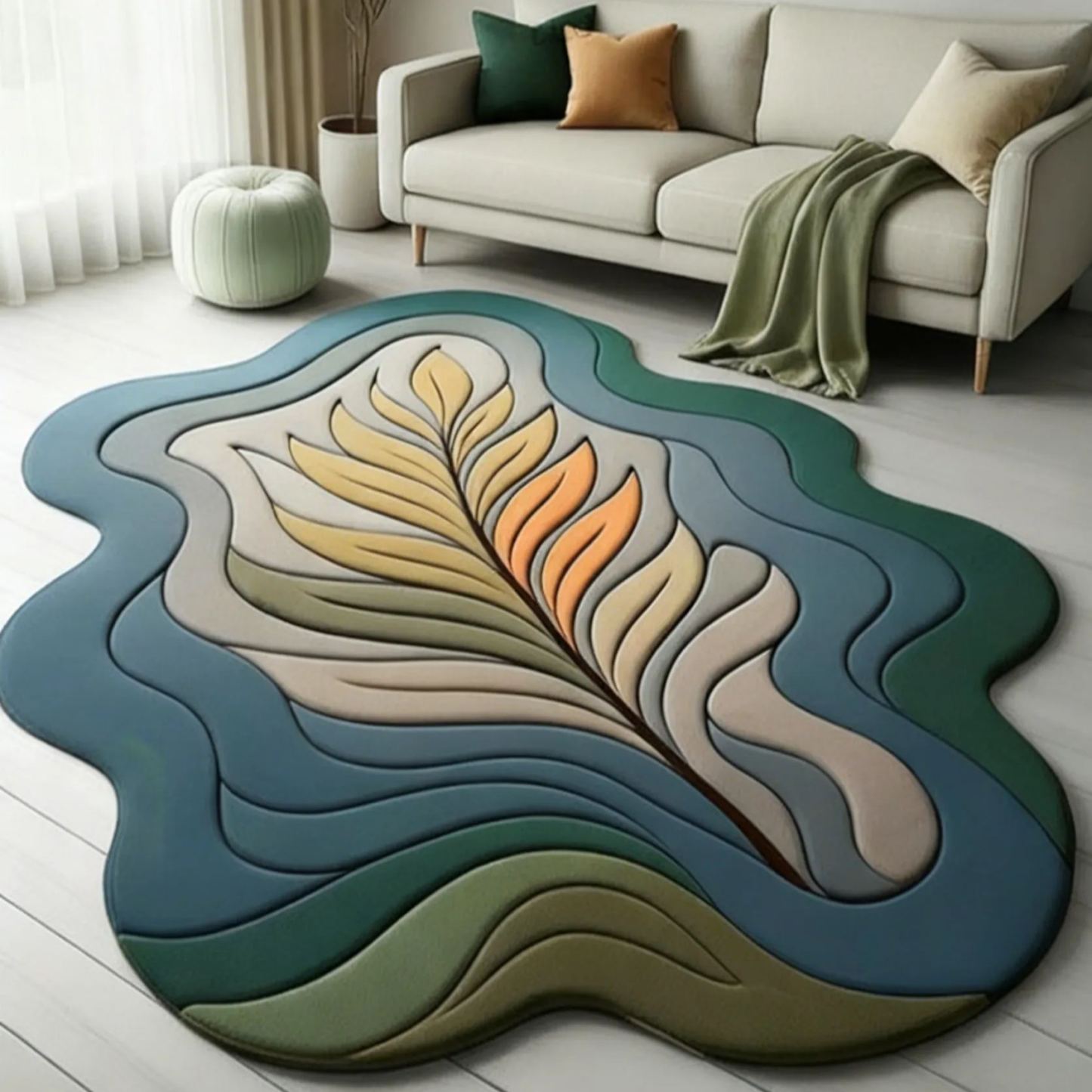 Tapis capitonné en laine abstrait : design zen irrégulier