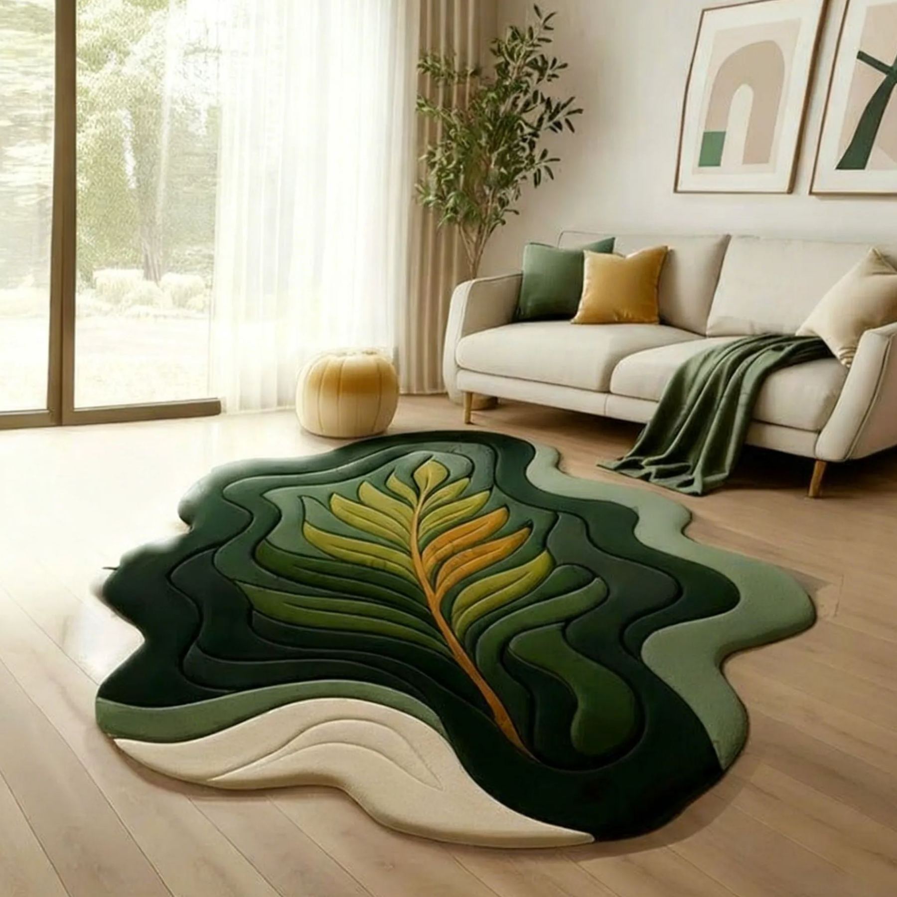 Tapis capitonné en laine abstrait : design zen irrégulier