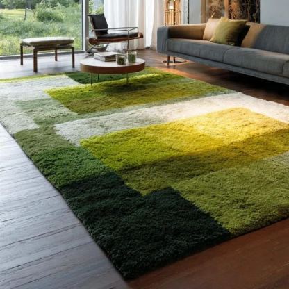 Tapis botanique abstrait tufté fait main de mousse tufté 100 % laine fine et tapis vert pour le bureau