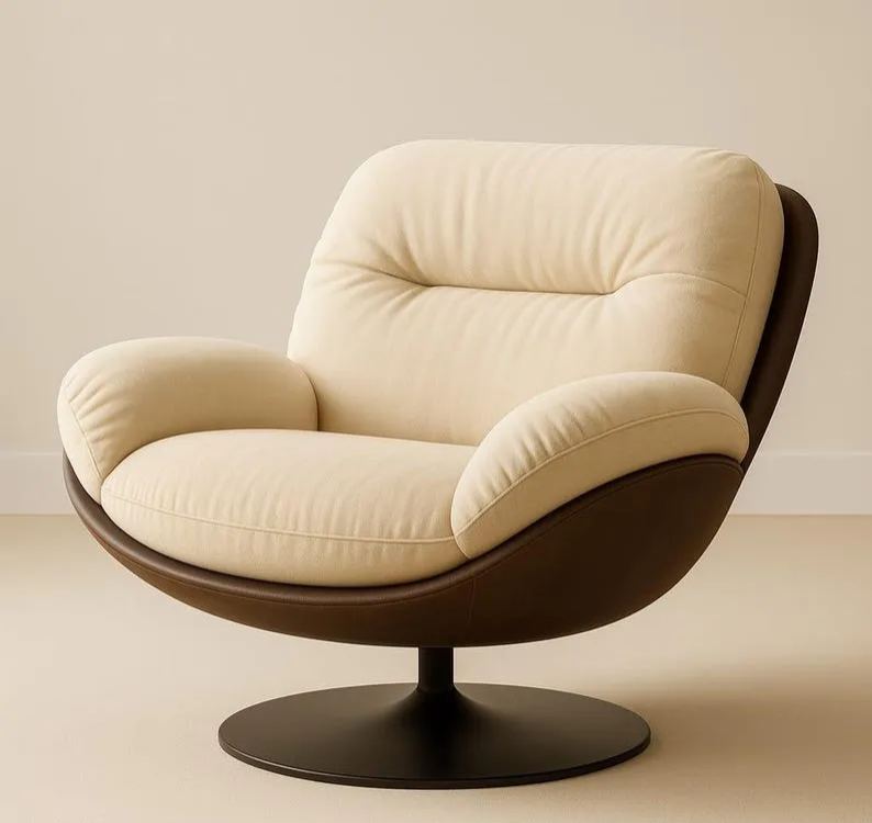 Chaise D'élégants fauteuils pivotants en similicuir créent un intérieur moderne