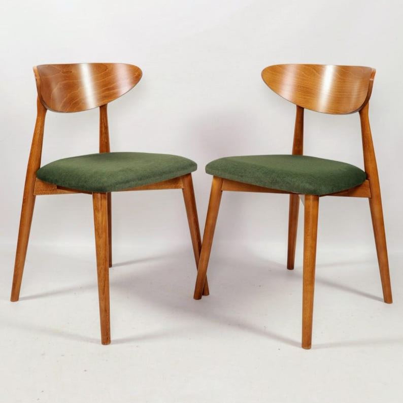 Chaises de salle à manger modernes Mid-Century : bois de hêtre et lin, personnalisables