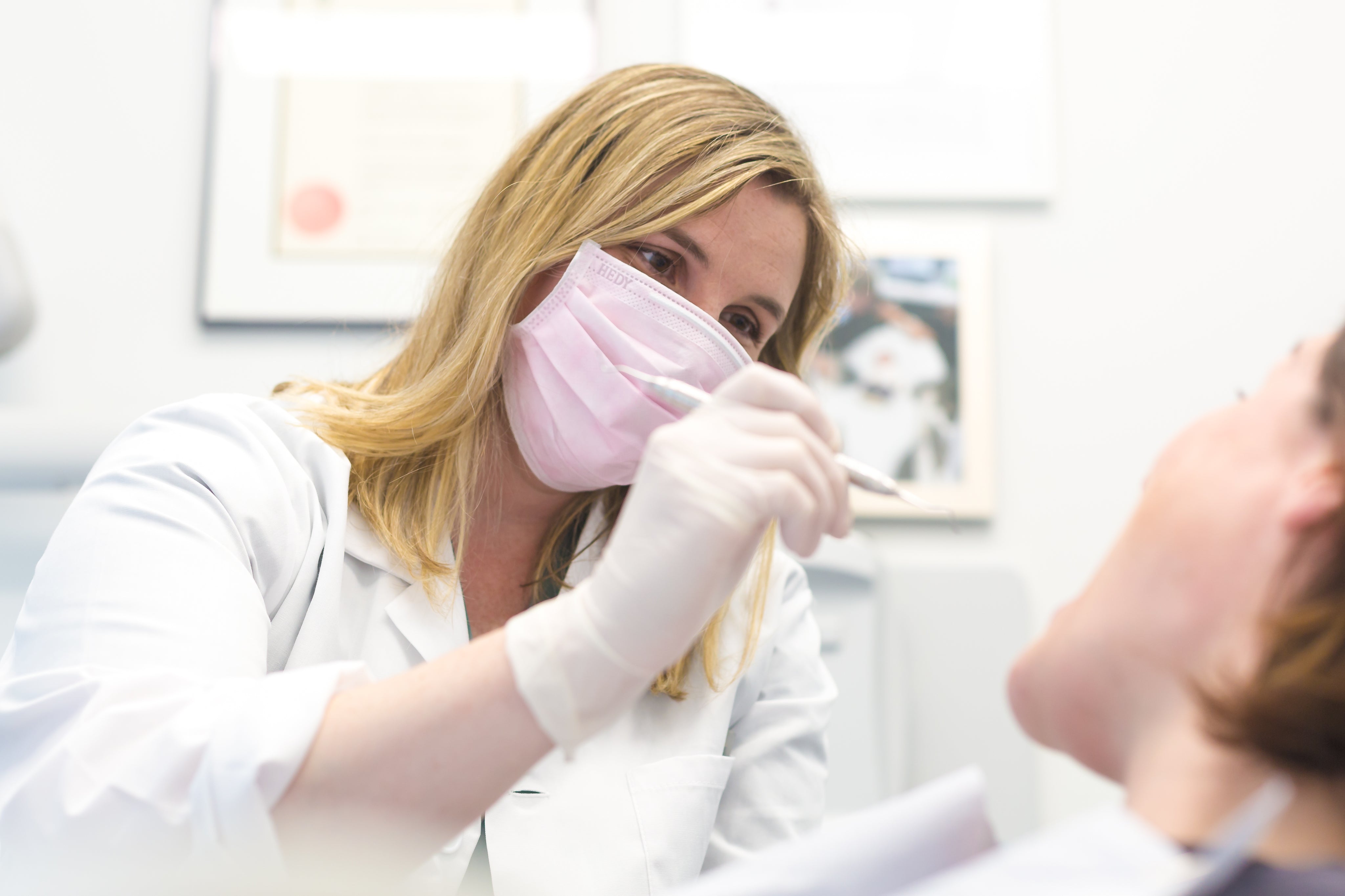 Dentist doing checkup