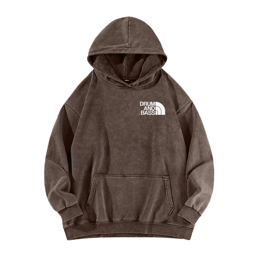 Drum And Bass Front And Back Printing Vintage Washed Hoodie