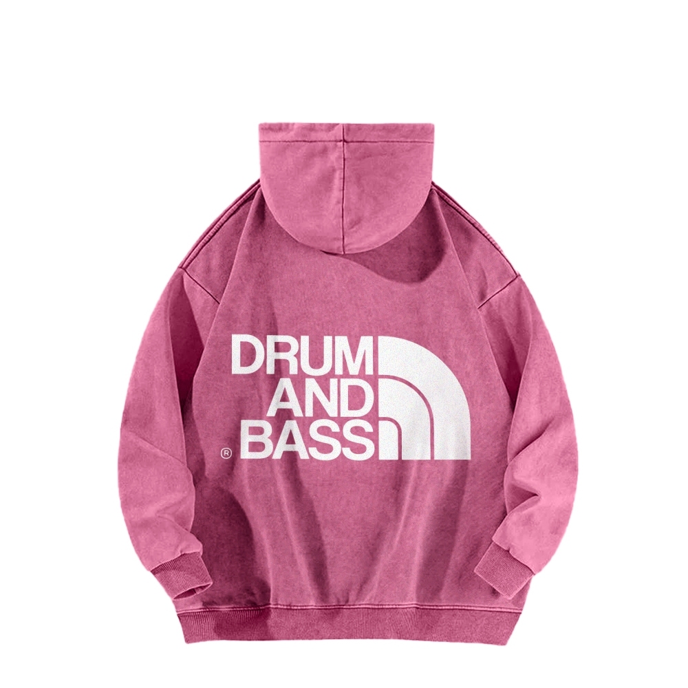 Drum And Bass Front And Back Printing Vintage Washed Hoodie