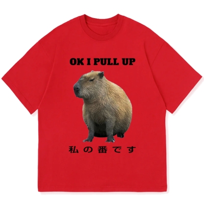 capybaraです。 Pull Up Capybara Cotton casual T-shirt – Zezexy