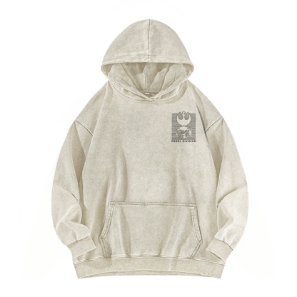 Rebel Division Front And Back Printing Vintage Washed Hoodie