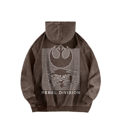 Rebel Division Front And Back Printing Vintage Washed Hoodie