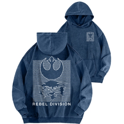 Rebel Division Front And Back Printing Vintage Washed Hoodie