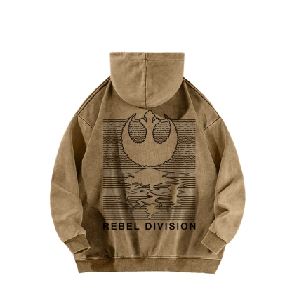 Rebel Division Front And Back Printing Vintage Washed Hoodie