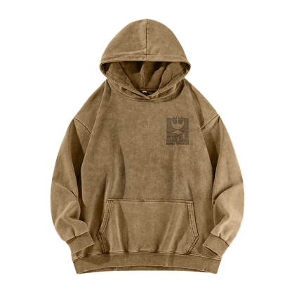 Rebel Division Front And Back Printing Vintage Washed Hoodie