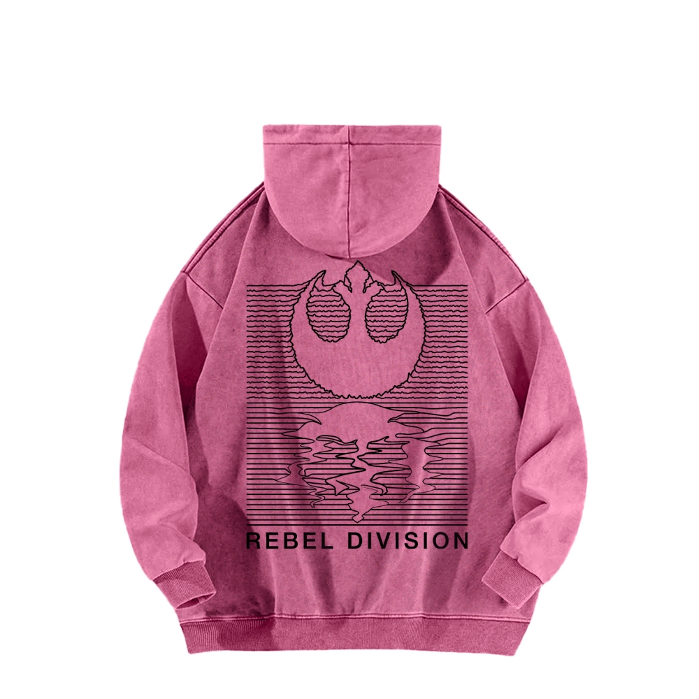 Rebel Division Front And Back Printing Vintage Washed Hoodie