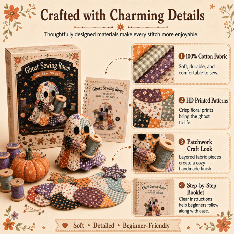 🔥40% Off Last Day - 👻 Little Ghost’s Cozy Halloween DIY Patchwork Kit-Definedeco