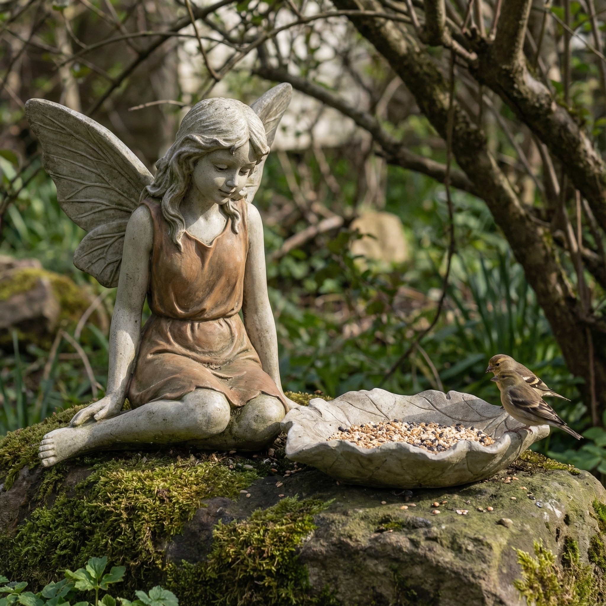 Garden Fairy Bird Feeder Statue – A Peaceful Angel Watching Over Your Garden