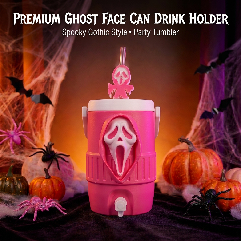 🔥Last Day 50% OFF👻Horror Ghost Face Can Drink Holder | Insert Soda Can Directly・Spooky Gothic Style・Party Tumbler-Definedeco