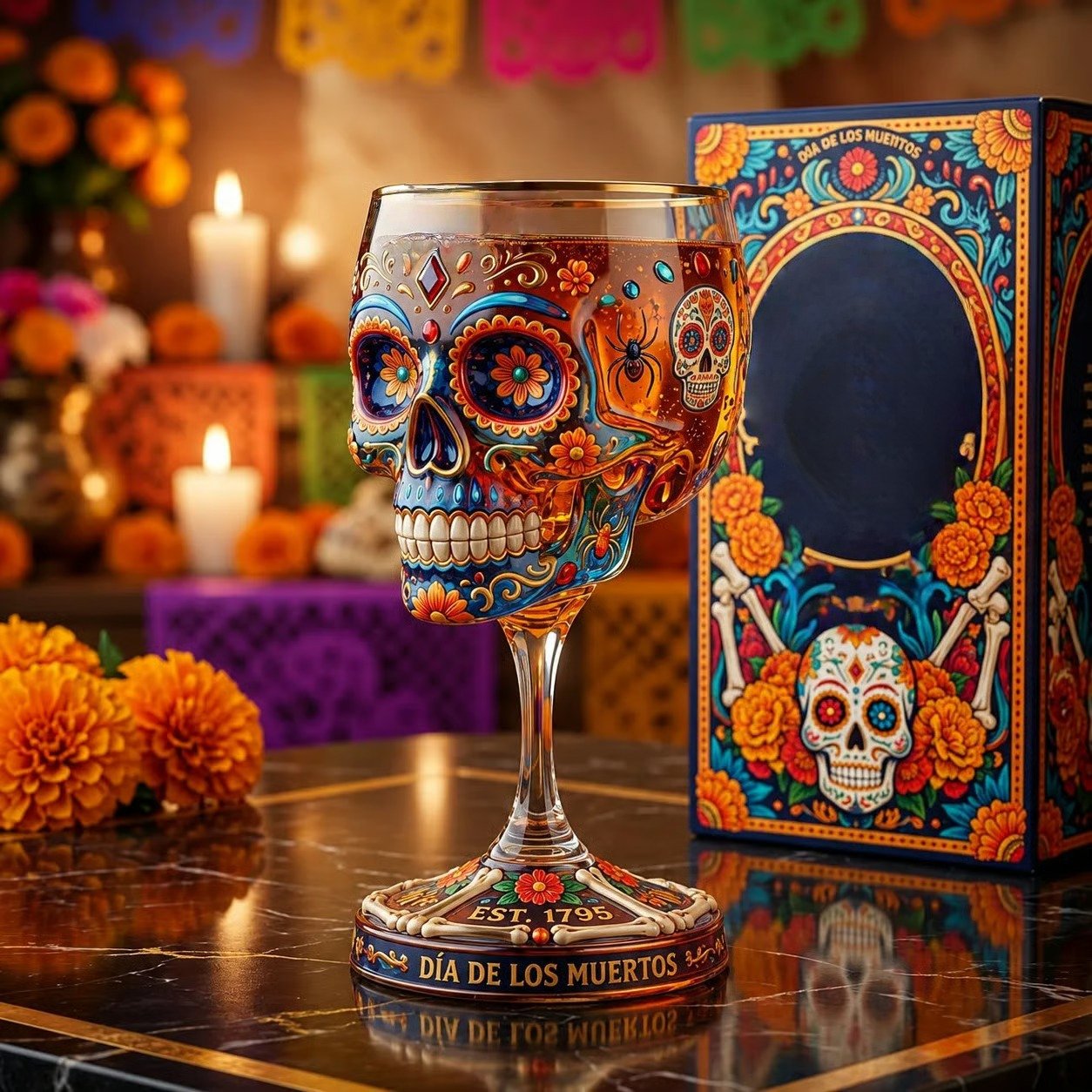 Day of the Dead Collector Goblet – Limited Edition Art Glass-Definedeco