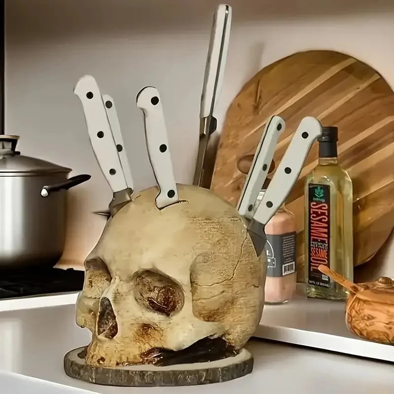 Hand painted gothic skull kitchen decor