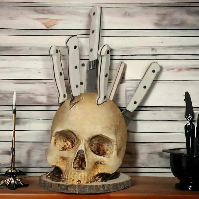 🏆 Best seller - ☠️Gothic Skull Knife Holder✨-Definedeco
