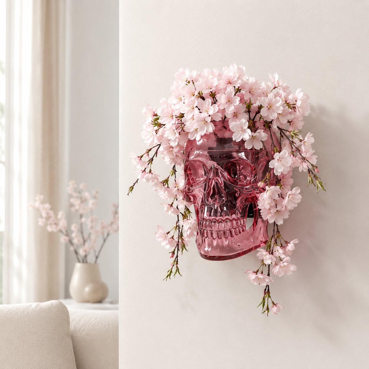 Gothic Skull Wall Vase 💀🌸 – Hangable & Tabletop Freestanding-Definedeco
