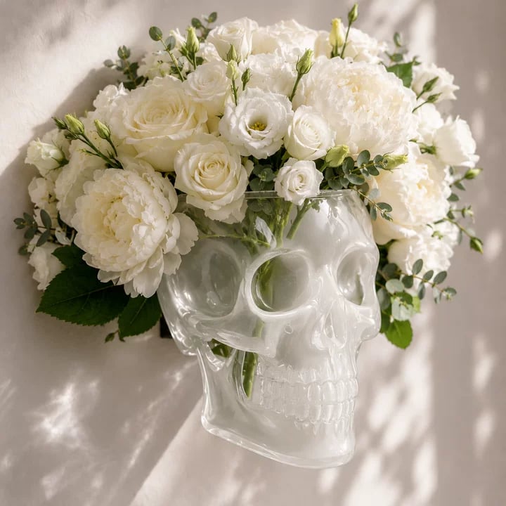 Gothic Skull Wall Vase 💀🌸 – Hangable & Tabletop Freestanding-Definedeco
