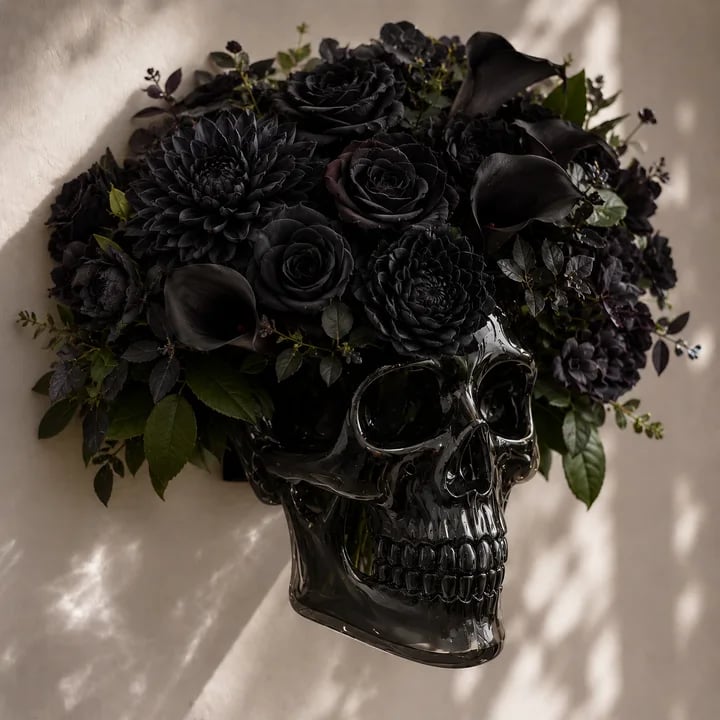 Gothic Skull Wall Vase 💀🌸 – Hangable & Tabletop Freestanding-Definedeco