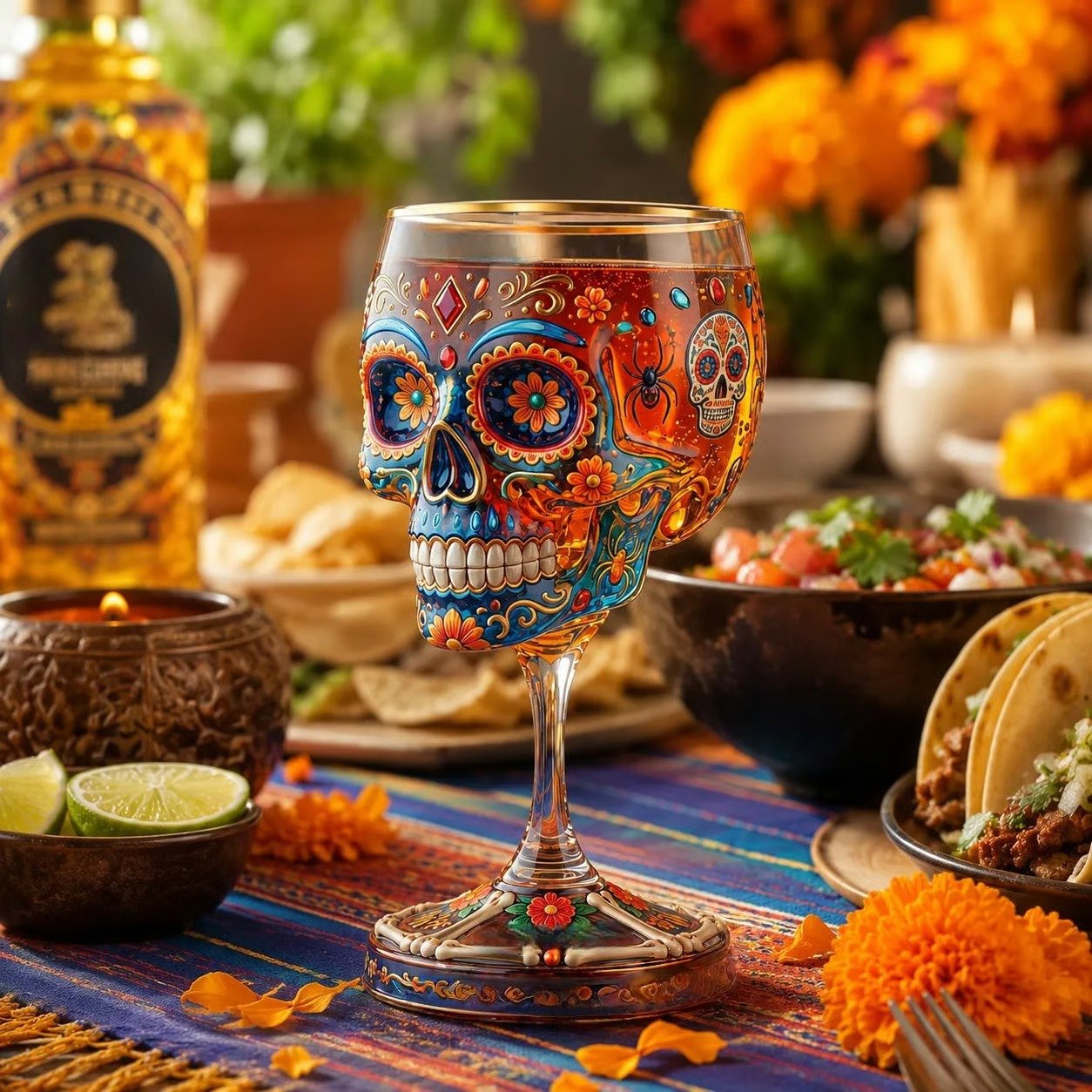 Day of the Dead Collector Goblet – Limited Edition Art Glass-Definedeco