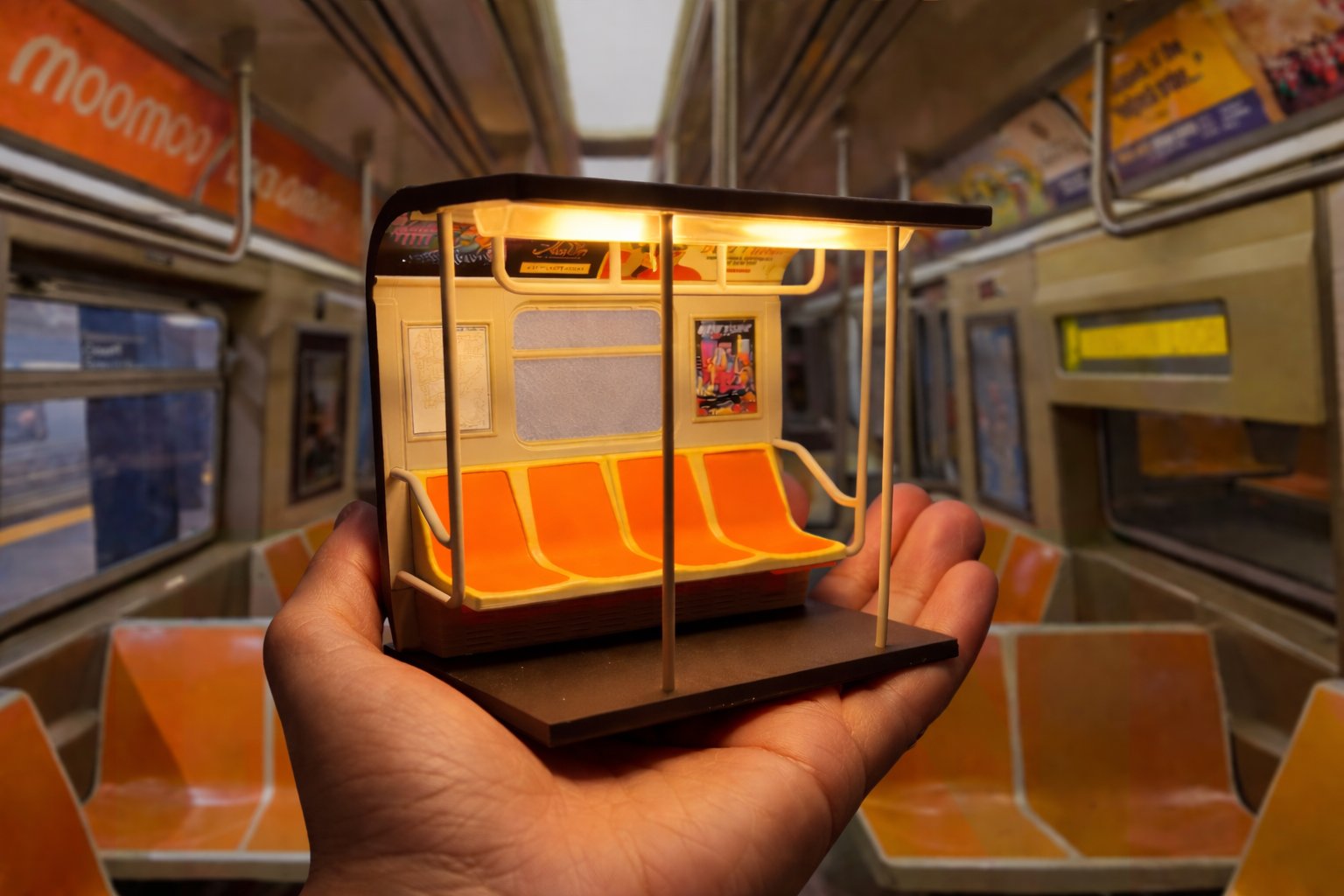 🚇NYC Subway Train Lamp –  Rechargeable & USB Powered | Includes 3 Interchangeable Posters 🔥Buy 2 Free Shipping (Clean, no pee smell🤣)