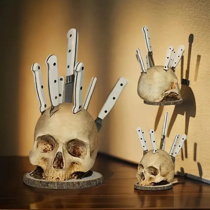Skull knife holder with multiple knives