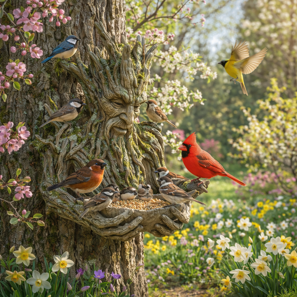 The Quiet Offering A Tree-Integrated Bird Feeding Sculpture