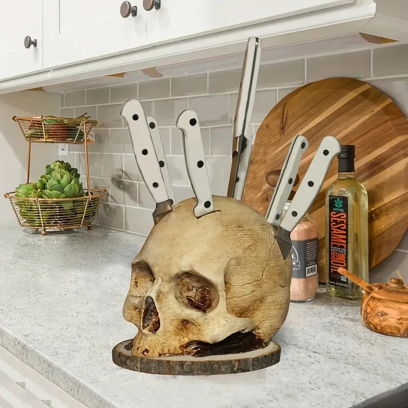 🏆 Best seller - ☠️Gothic Skull Knife Holder✨-Definedeco