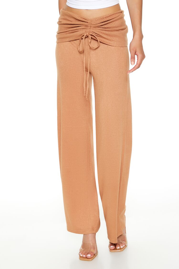 Ruched Drawstring Foldover Pants