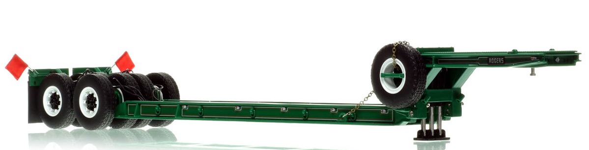 1:50 scale model of 1950s Rogers 90-Ton Beam Trailer - Greene Const. Green