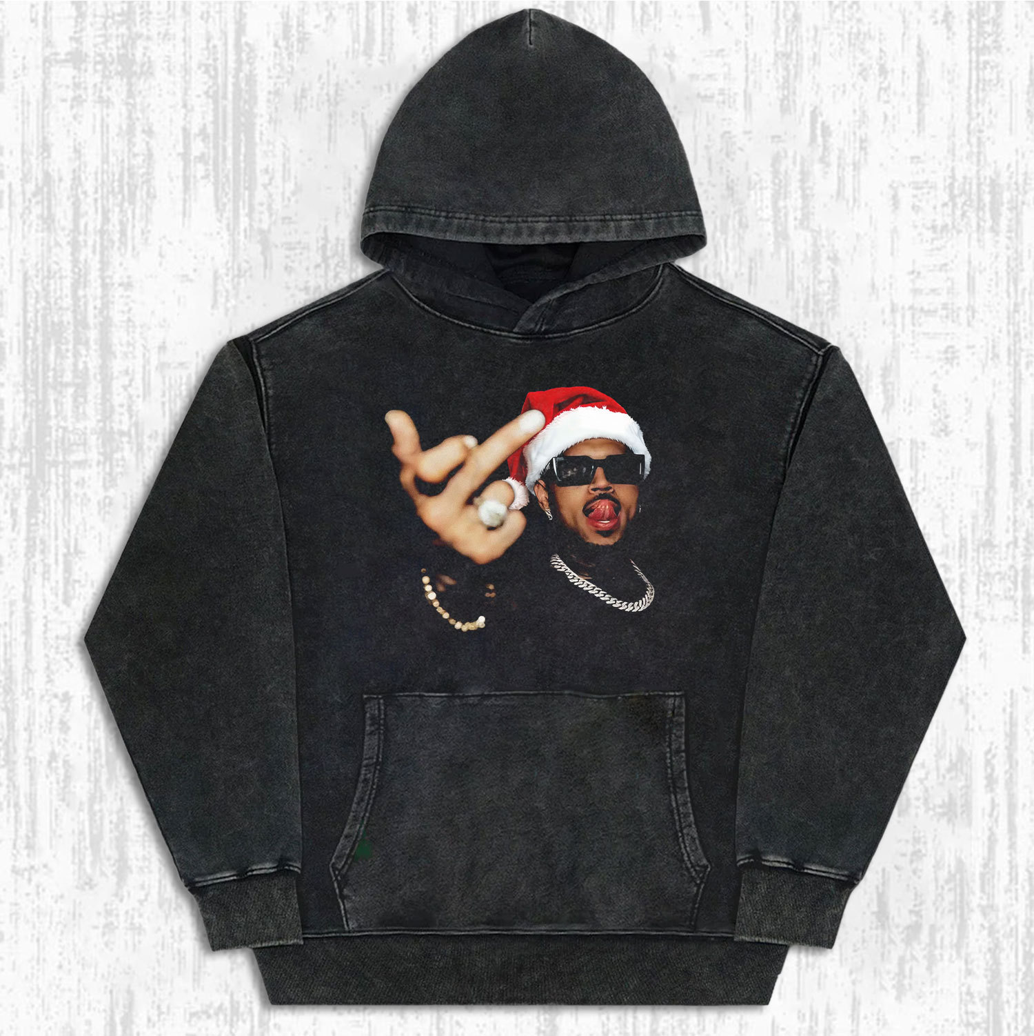 CHRIS BROWN WEARING A SANTA HAT T-SHIRT & LONG SLEEVES & HOODIES