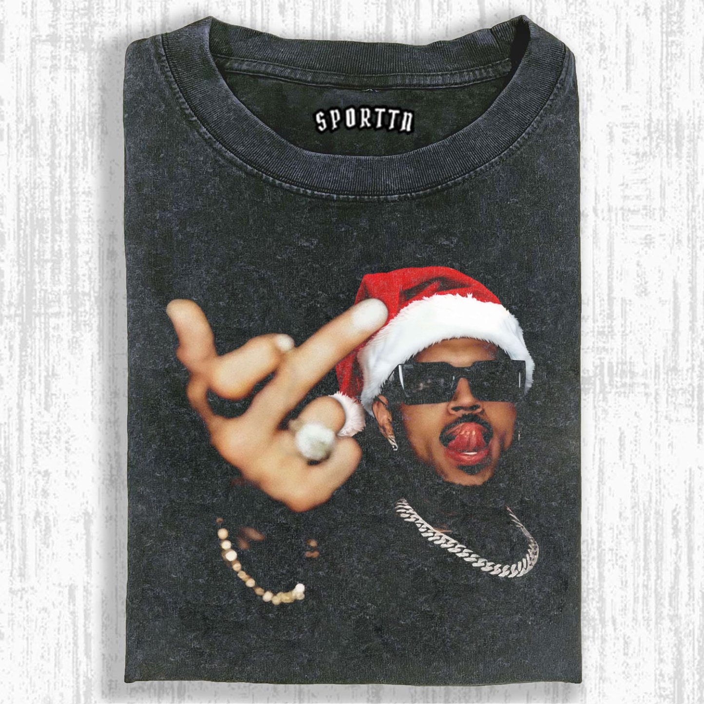 CHRIS BROWN WEARING A SANTA HAT T-SHIRT & LONG SLEEVES & HOODIES