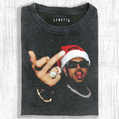CHRIS BROWN WEARING A SANTA HAT T-SHIRT & LONG SLEEVES & HOODIES