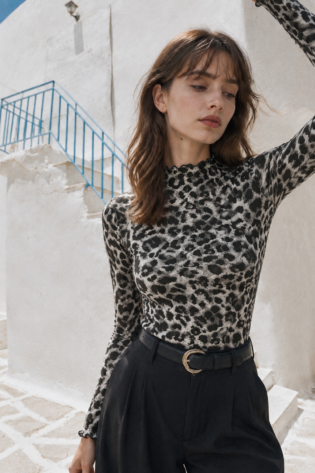 Shadow Leopard Mesh Top