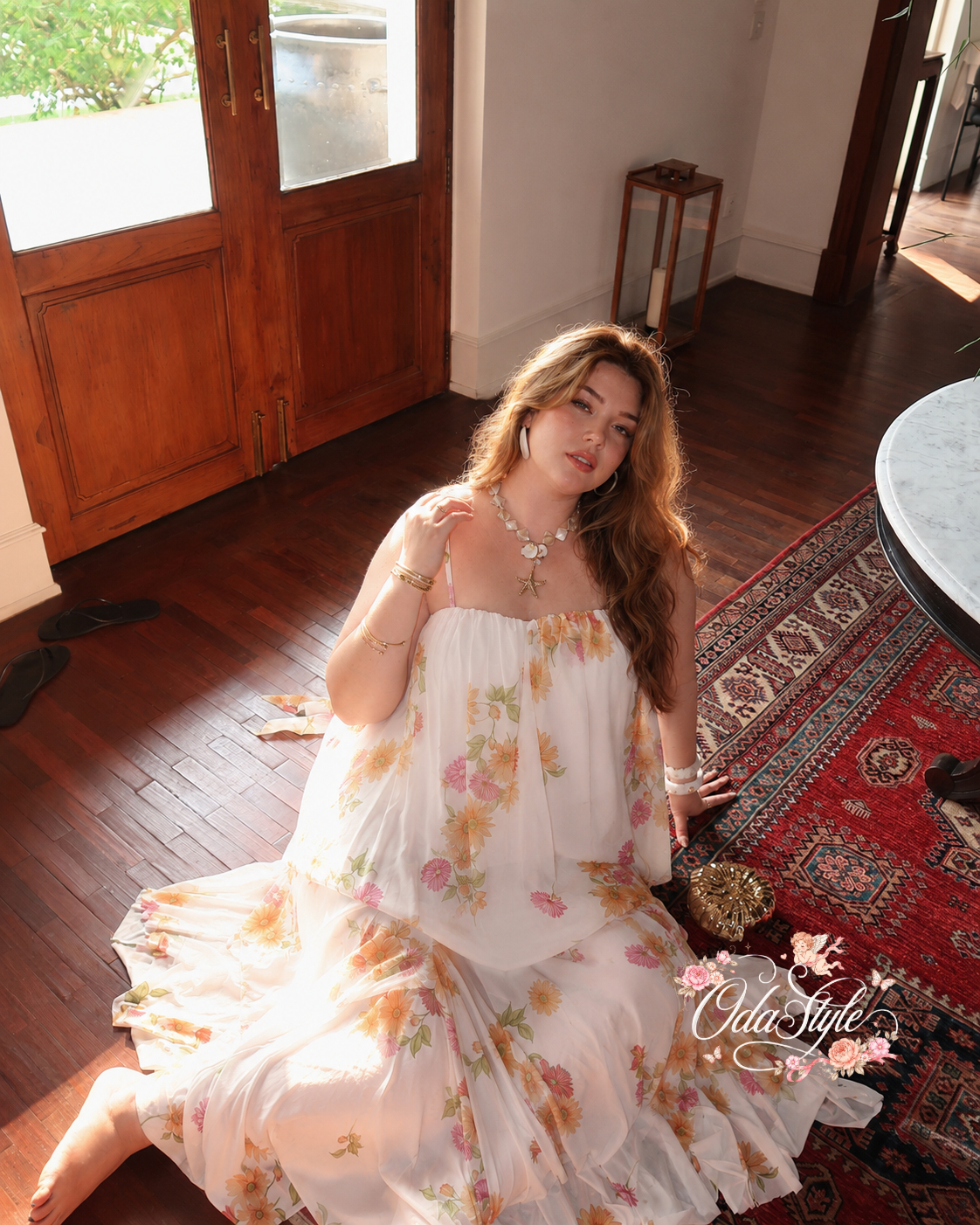 "Chiang Mai Bloom: French-Style Chiffon Co-ord Set"