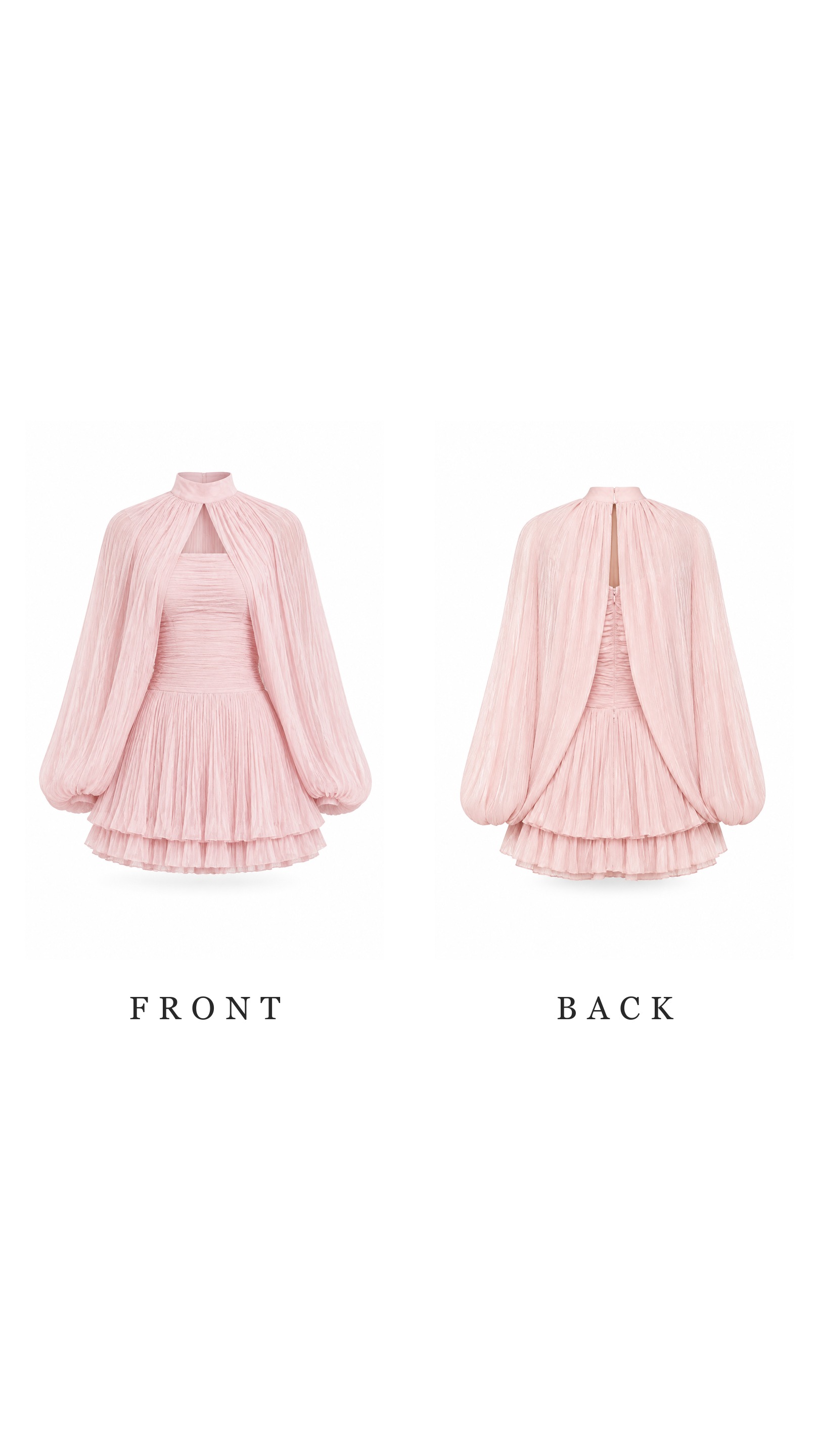Blush Cape-Sleeve Mini Dress