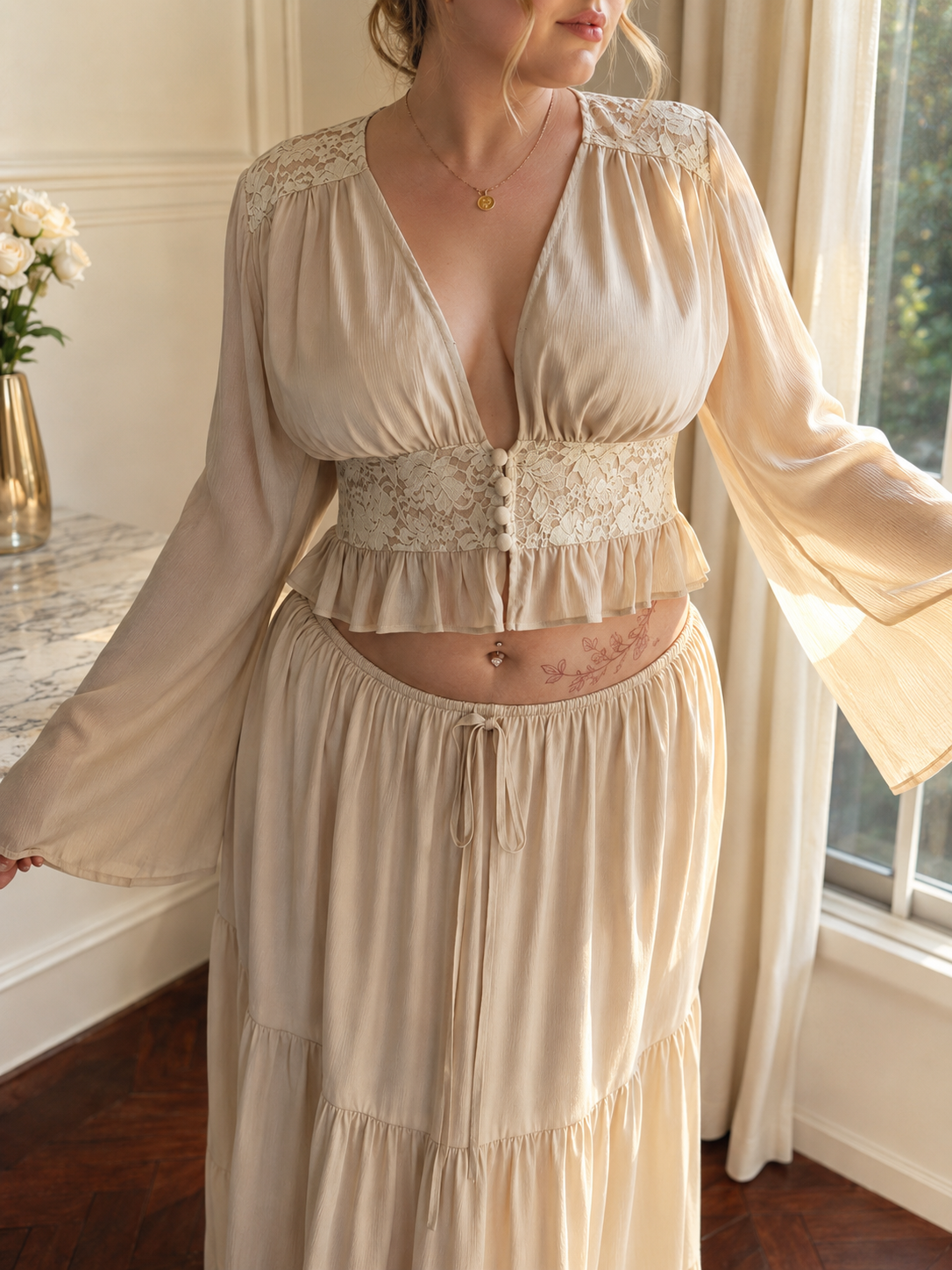 Brunch Lace Two-Piece Set