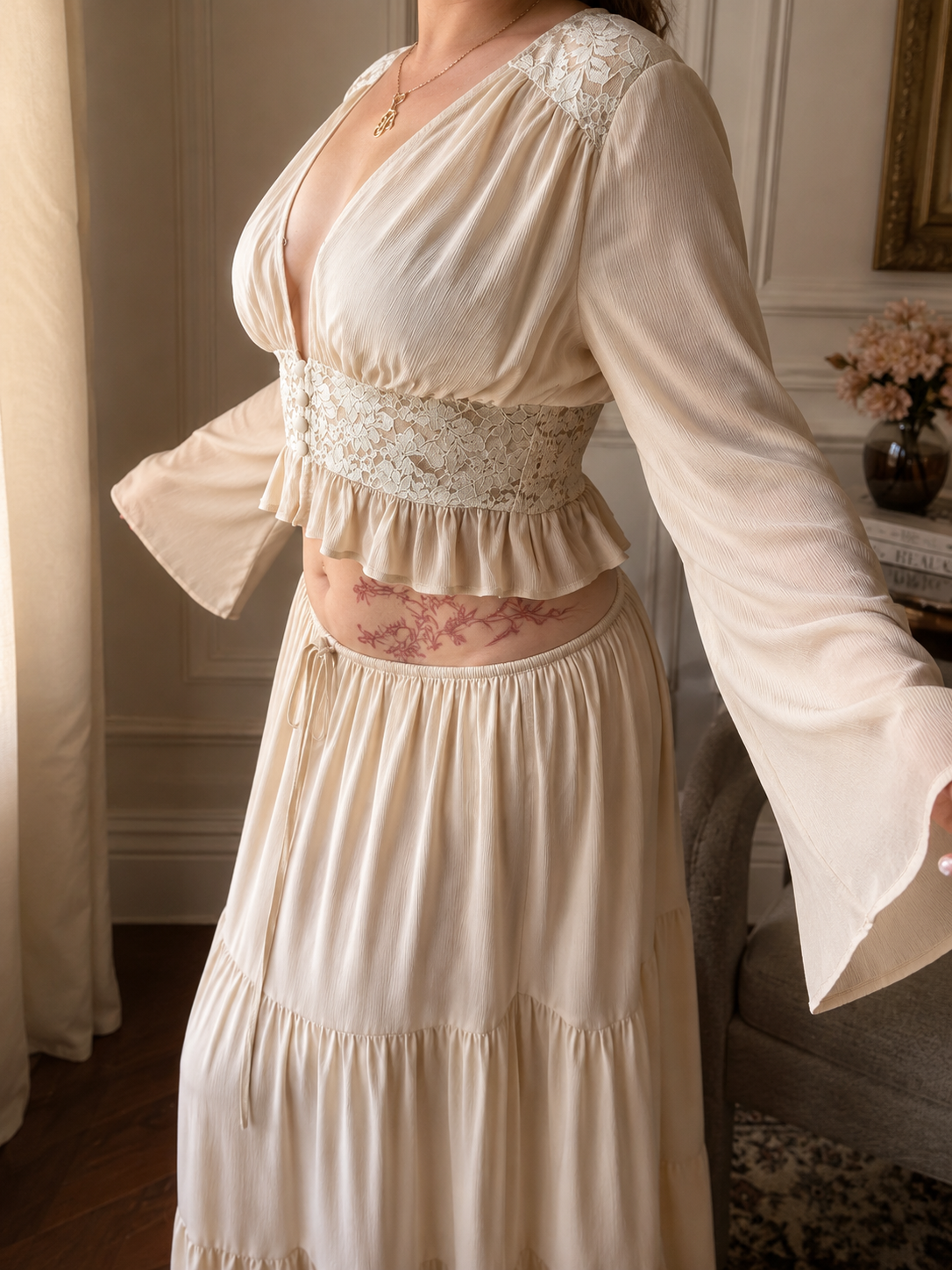 Brunch Lace Two-Piece Set