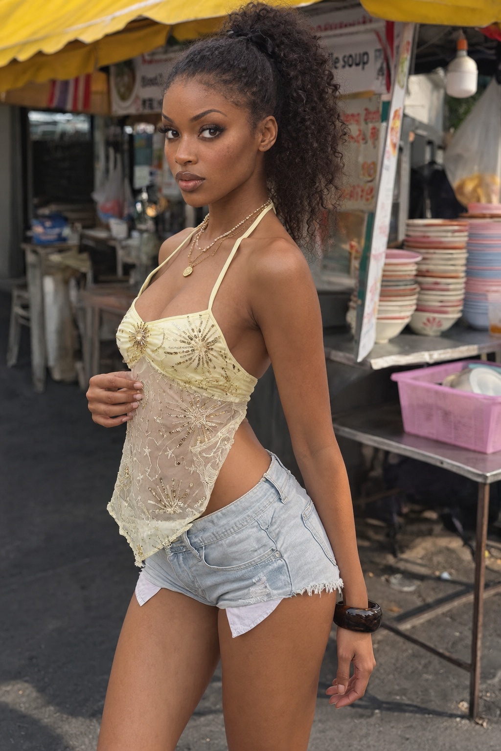 Golden Star Mesh Halter Top