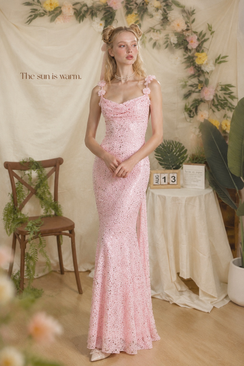 Pink Blossom Sequin Gown