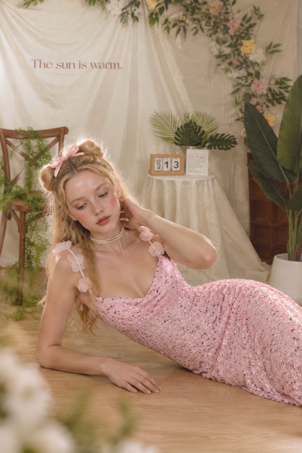 Pink Blossom Sequin Gown