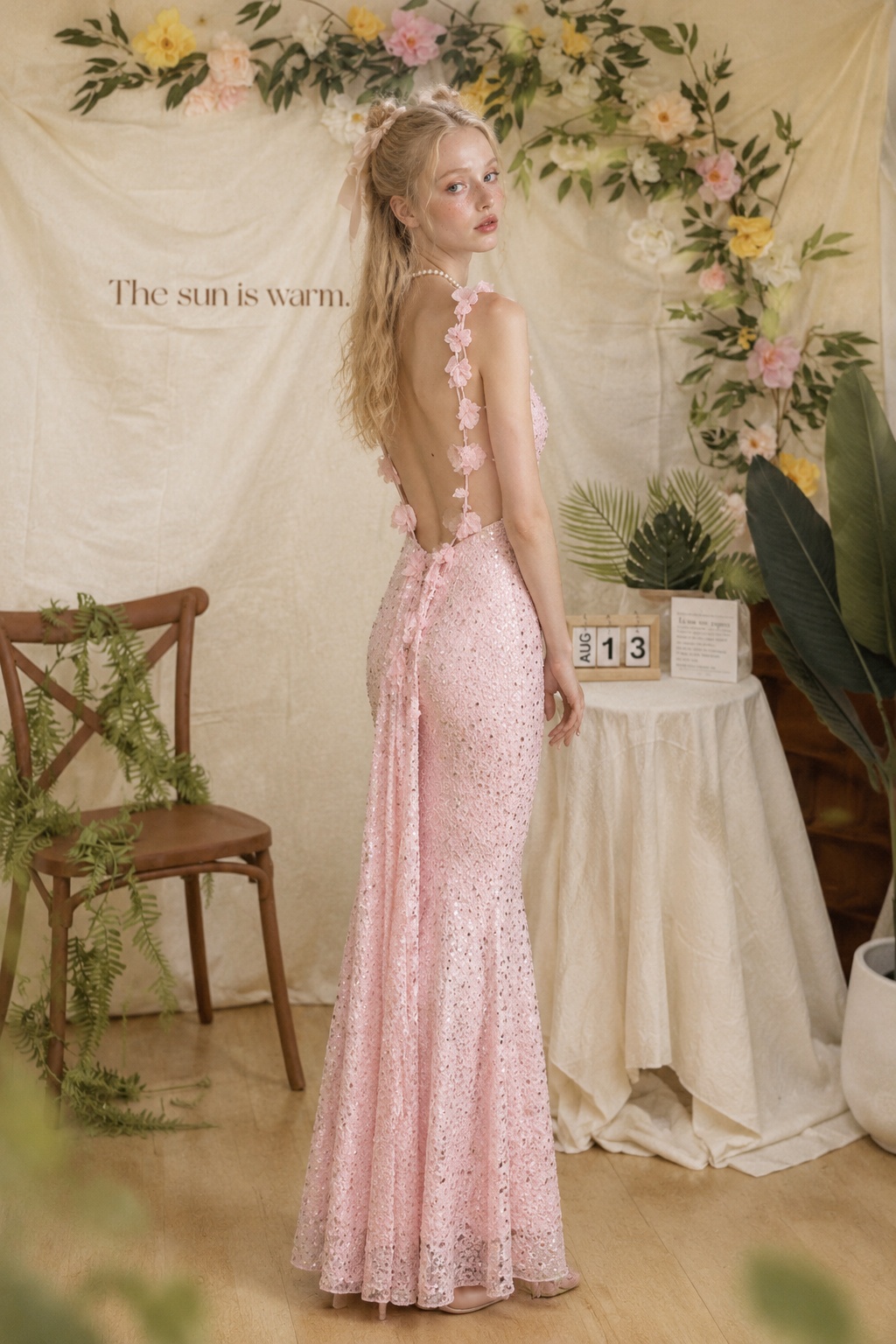 Pink Blossom Sequin Gown